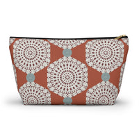 Lace Hexagon Accessory Pouch w T-bottom in Orange